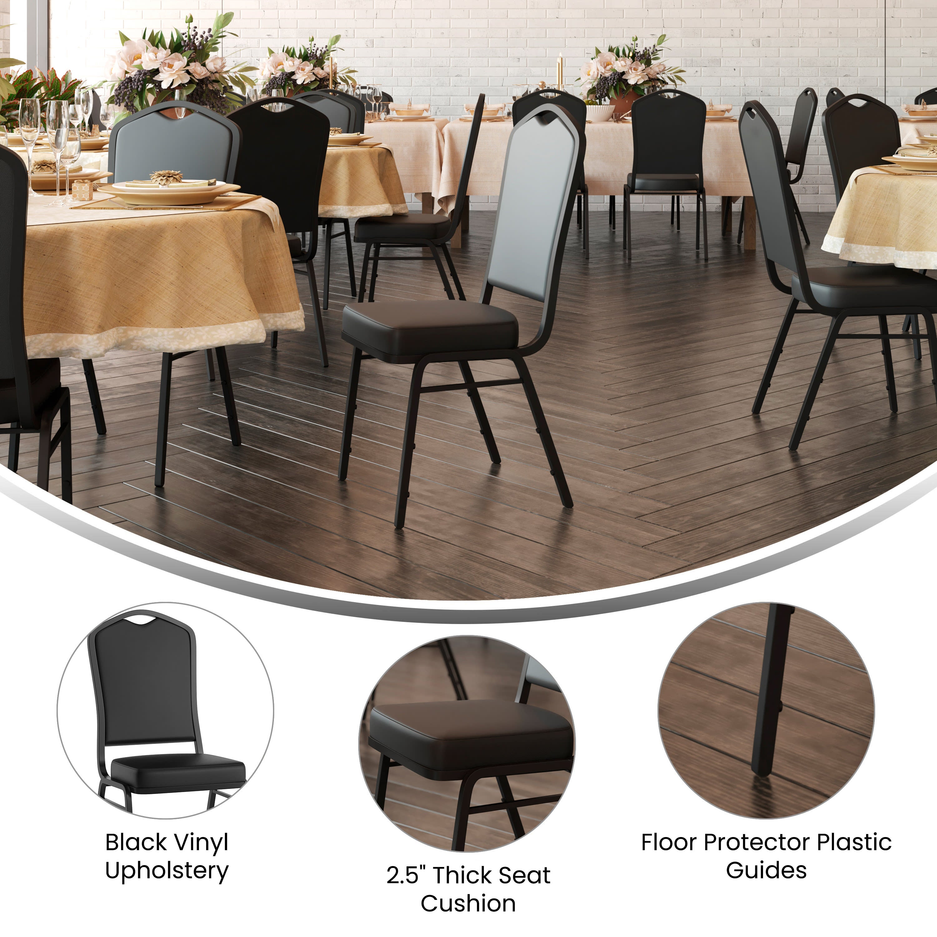 HERCULES Crown Back Stacking Banquet Chair 500lb Capacity